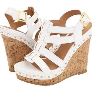 White Steve Madden Sandal Wedges